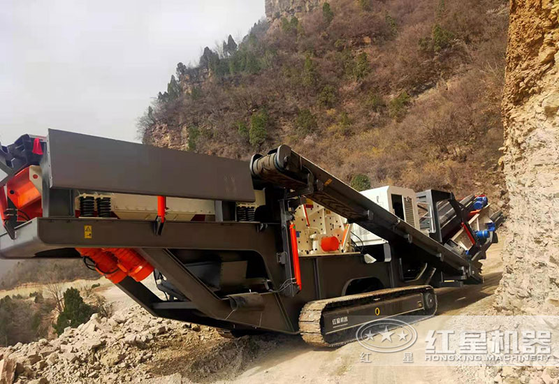 废旧砖头破碎机山区作业现场 废旧砖头破碎机山区作业现场