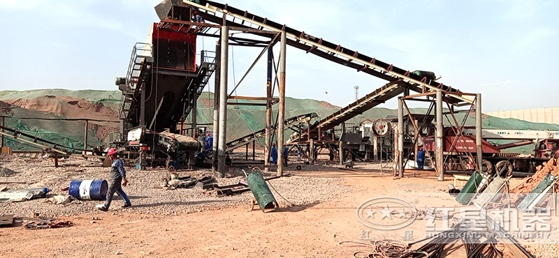 鄂破+移动碎石机搭载的半移动生产线 鄂破+移动碎石机搭载的半移动生产线