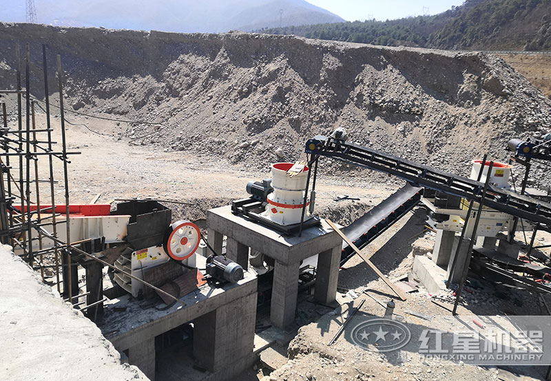 石料制沙生产线现场,一吨石头可出0.8方砂子 石料制沙生产线现场,一吨石头可出0.8方砂子